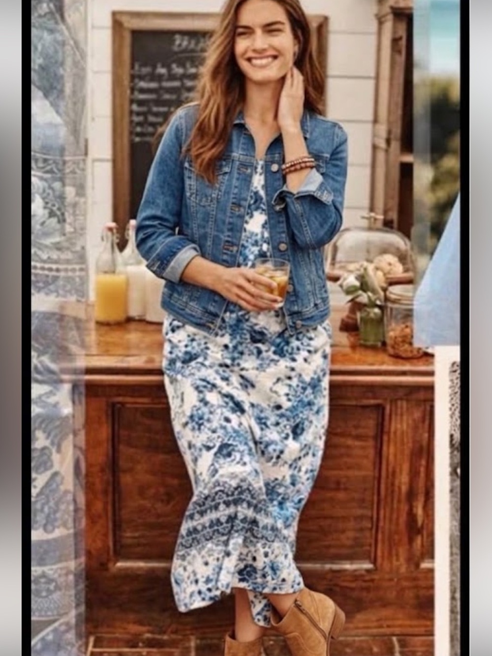 J Jill size L floral quilted toile tank style Macy dress